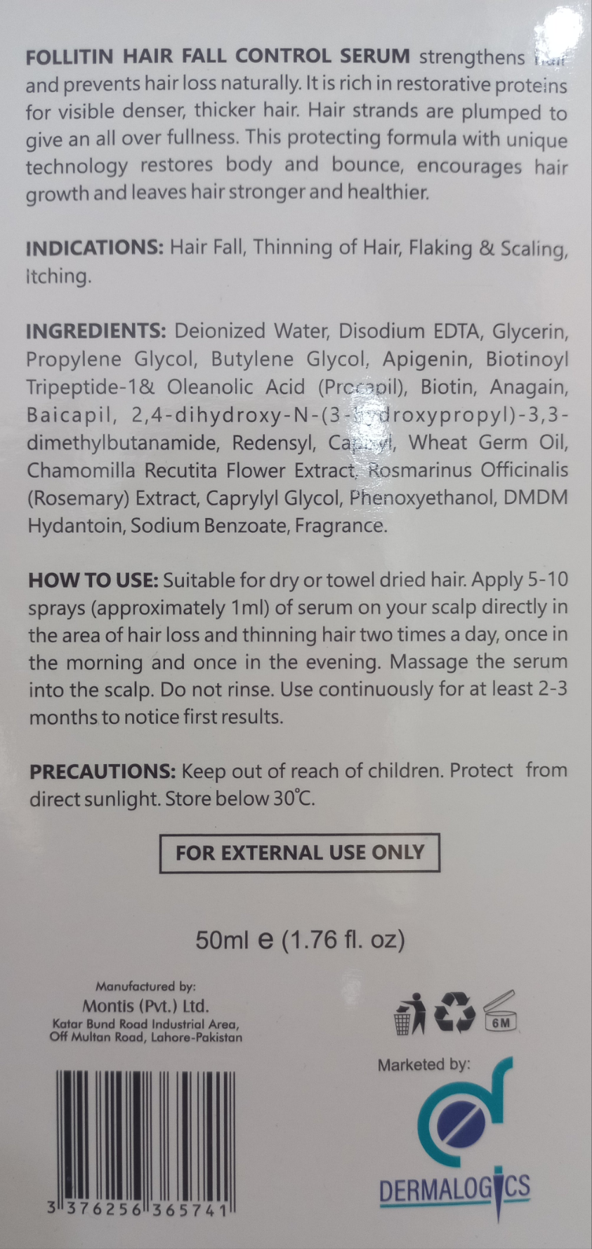 Follitin Hair Serum Ingredients 