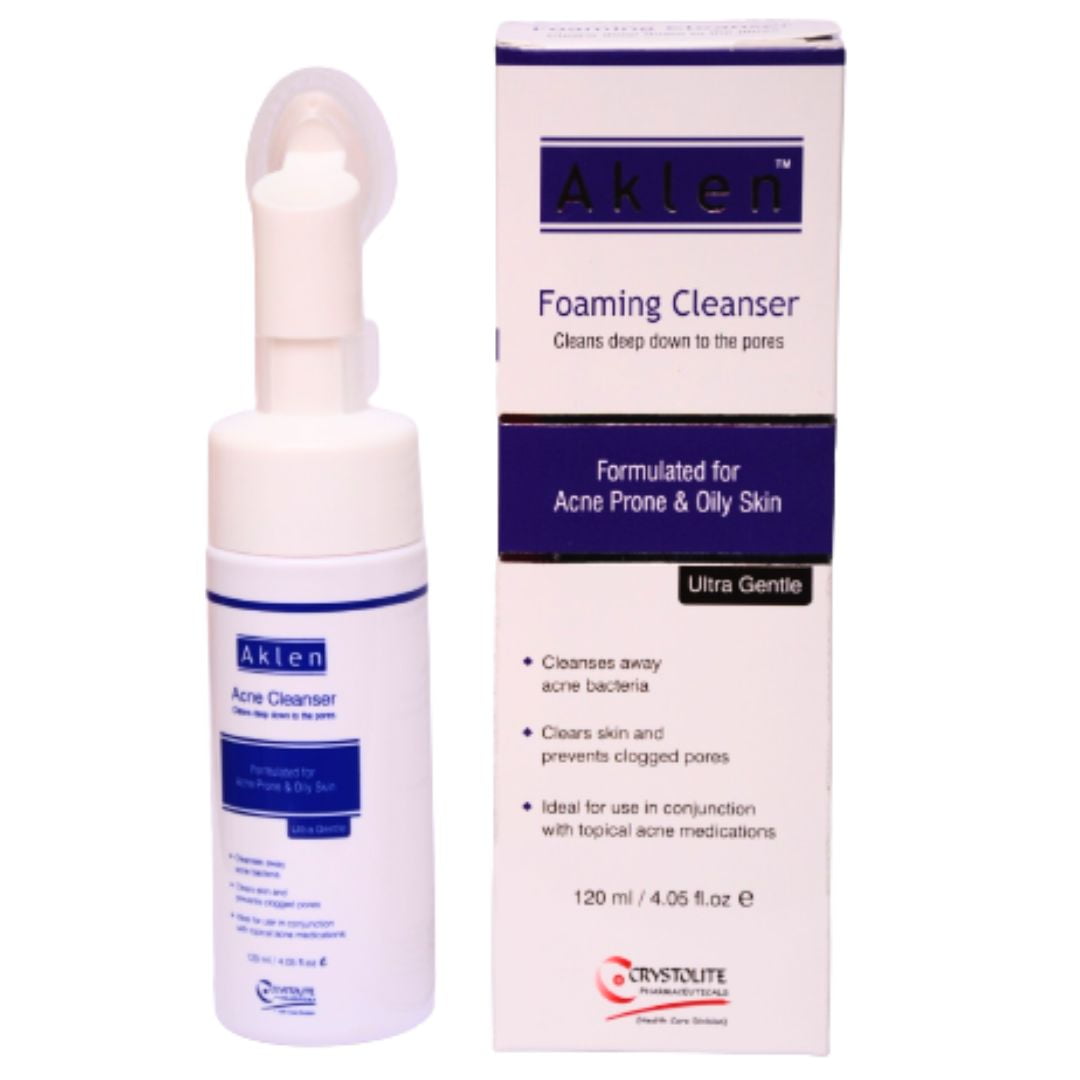 Aklen Foaming Cleanser 120ml - Crystolite Pharma